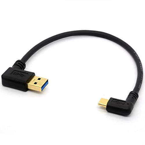 CentBest USB 3.0 90 º vers câble mâle de type C coudé vers la gauche/droite Cordon d'extension USB C plaqué or transfert de données câble de synchronisation(90°Type C-USB 3.0 A Left)