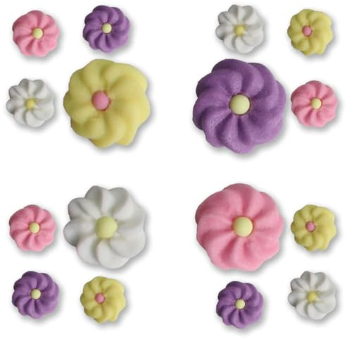 Zuckerdekoration Blümchen sortiert, 1000 Stück, ca. 10 mm, aus Zucker | LEBKUCHEN WELT Aus Zucker gefertigt, einfach auflegen und dekorieren – Süße Deko für Torten, Cupcakes und Muffins
