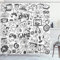ABAKUHAUS Videojuegos Cortina de Baño, Boceto Estilo de Juego, Material Resistente al Agua Durable Estampa Digital, 175 x 200 cm, Blanco Negro