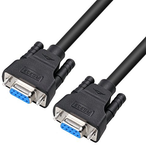 DTech DB9 Female to DB9 Female 3M RS232 Serial Cable Null Modem Cord Cross TX RX line for Data Communication PC Computer (10 Feet, Black)