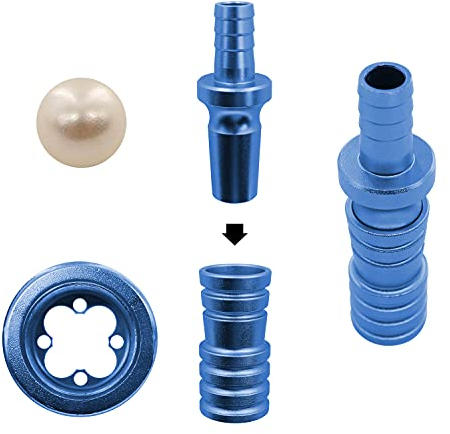 Shisha King® Schlauchadapter Schlauchanschluss Erweiterung Set inkl. Kugel Universal Alu mit Schliff | Wasserpfeife Hookah Zubehör Schlauch Adapter Anschluss Ventil (1er Packung, blau)