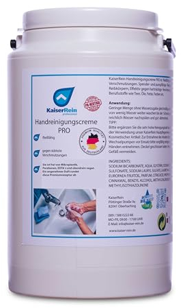 KaiserRein Handreinigungscreme PRO 3 L Handwaschpaste Eimer gegen stärkste Verschmutzungen (ohne Handpumpe) Hocheffektiv gegen hartnäckige Verschmutzungen wie Teer, Öle, Fette, Farben