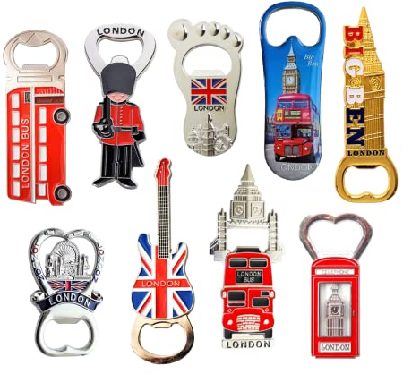 Set of 9 UK London England Famous Icons Mix Bottle Opener Fridge Magnets