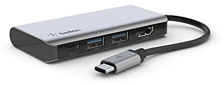 Belkin Adattatore Multiporta 4 in 1 USB-C, HDMI 4K, Ricarica Passante USB-C PD da 100 W e 2 Porte USB-A, per MacBook Pro, MacBook Air, iPad Pro, XPS e Altri - Amazon Vine