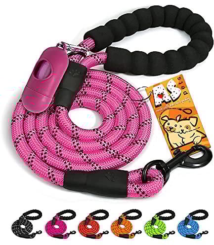 AS PETS Strong Dog Lead with Comfortable Padded Handle and Highly Reflective Threads Rope Dog Leash Safety 5FT Mountain Climbing Rope Twist for Small, Medium and Large Dogs (Pink)
