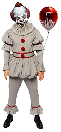 Amscan - Erwachsenenkostüm ES, Oberteil, Hose, Maske, Horror-Clown, Killer, Halloween