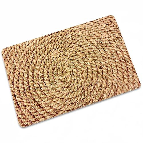 Zerbino per ingresso, zerbino per esterni, porta d'ingresso, zerbino esterno, patio, tappeto cattura fango, corda di canapa marrone, 50 x 80 cm
