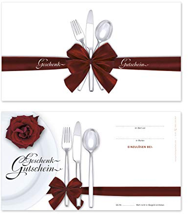 GESCHENKGUTSCHEINcom by POS-HAUER. 100 Gutscheine, blanko zum selber Ausfüllen. Für Restaurants Gasthäuser Gastronomiebetriebe. Restaurantgutscheine.