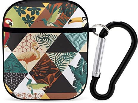 Airpods-Hülle Papagei Tukane Kolibri Und Tropische Palmblätter Exotische Hawaii-Kunst Airpod Hard Case Cover Kopfhörerhüllen Für Apple Airpods1 Airpods2