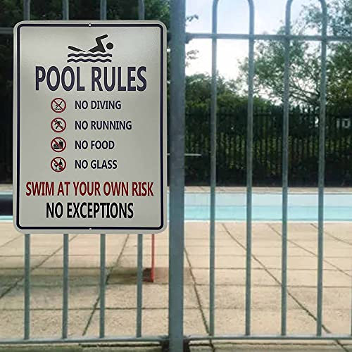 Schwimmbadregeln Blechschild Wandschild Outdoor personalisierte Aluminiumschilder Dekor für Zuhause Meer Pool Outdoor Zaun