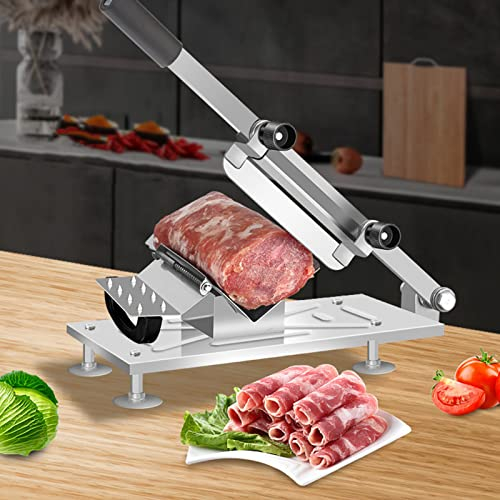 BuyWeek Cortafiambres Manual, Cortadora de Fiambre de Acero Inoxidable Máquina Cortadora de Carne Congelada para Cocina