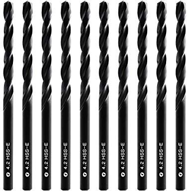 DelitonGude 4,2mm HSS M35 Cobalt Twist Bohrer, Hochgeschwindigkeitsstahl, Satz 10, passend für Stähle, Gusseisen und andere Metalle (4,2mm)