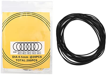 Uhren-O-Ringe - 200 Stück Wasserdichte Gummidichtungen für Uhren, Sortiment-Kits mit Gummi-O-Ringen (0,5 mm wasserdichter Ring) - Reparaturwerkzeug