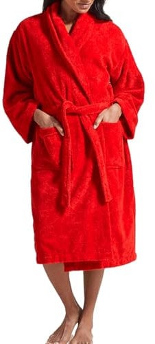 Christy Super Soft Cosy Bath Robe | Luxury Dressing Gown | Quick Dry, Snag Free | Lightweight 320GSM Womens Bathrobe | Soft Cotton Velour Inner Lining | Size Large-X-Large (UK 16-22) | Fire Engine