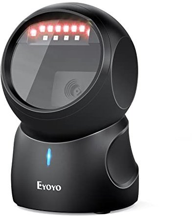 Eyoyo Lecteur Codes Barres,douchette Code Barre,USB Barcode Scanner, Omnidirectionnel et Mains Libres Automatique Scanner écran 1D 2D QR Codes