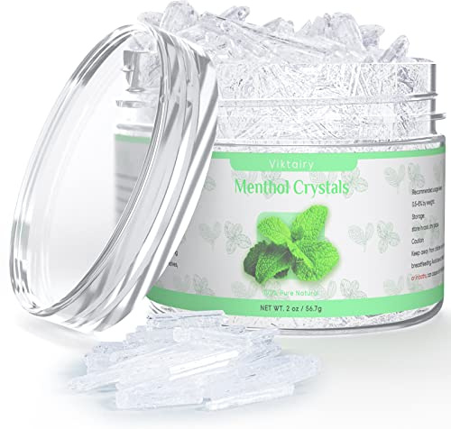 Viktairy Menthol Crystals 2 oz, 100% Pure Organic Mint Crystals | Great for Making Shower Steamers, Creams and Soaps