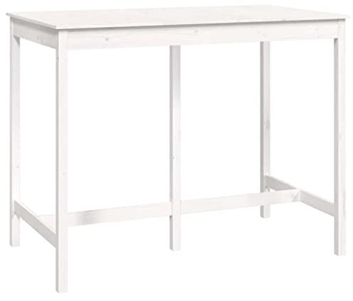 vidaXL Bartisch Stehtisch Loungetisch Tresentisch Tisch Küchentisch Bartresen Bistrotisch Partytisch Holztisch Weiß 140x80x110cm Massivholz Kiefer