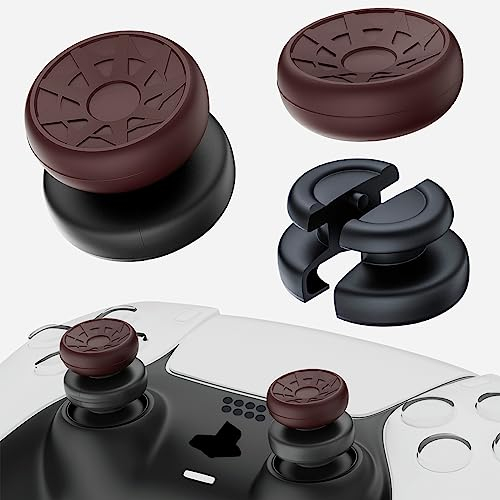 PlayRealm Lot de 2 rallonges de pouce et poignée en silicone pour manette PS5 et PS4 (rouge turbo)