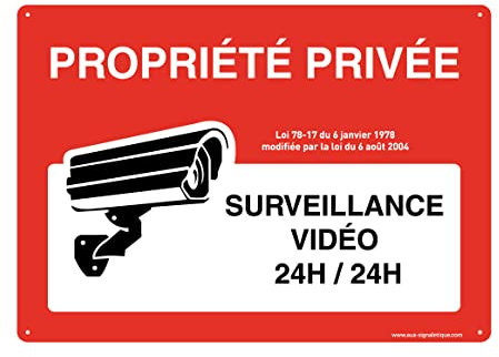 AUA SIGNALETIQUE - Panneau Signalétique en PVC Rigide et Compacte 1.5 mm. (280 x 200 mm, Propriété Privée Surveillance Vidéo)