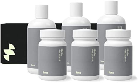 Sons Biotin 900ug Nahrungsergänzung und Shampoo Set – Haarwuchs-Vitamine bei Haarausfall und stärkendes Shampoo für Männer und Frauen – 3 Monate