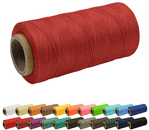Uiopa Fil à coudre en cuir ciré 150D - 1 mm - 260 m - Pour artisanat en cuir, reliure, réparation de chaussures - Rouge foncé