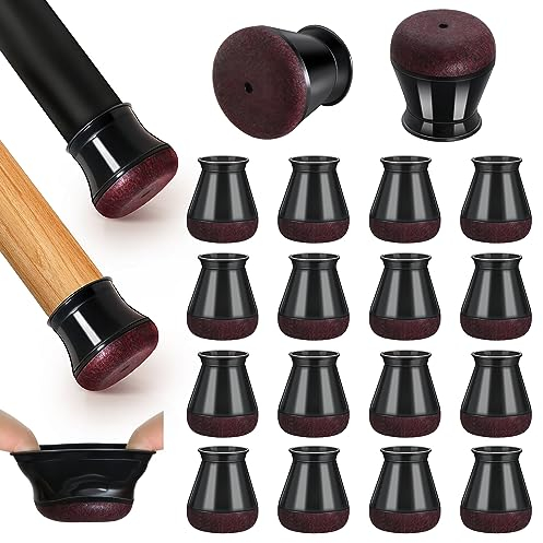 Stuhlbeinkappen Schwarz Klein, Silikon Stuhlbeinschoner Rund, Schutzkappen für Stuhlbeine mit Umwickelte Filz, Filzgleiter für Stühle 16 Stück (Fit:14-20mm)