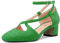 Castamere Women Mid Chunky Block Heel Square Toe Cross-Strap Pumps Court Shoe Party Cute Shoes Emerald Green Suede 6 UK