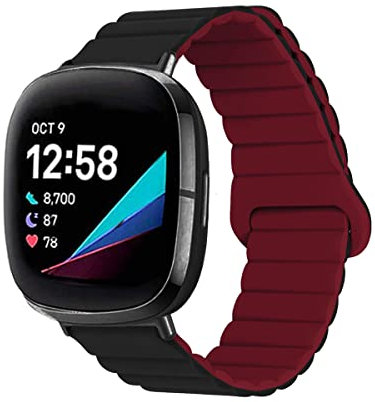 Silikon Armbänder für Fitbit Versa 4/ Versa 3/ Sense/Sense 2 Männer und Frauen Bewegung mit Magnet Armbänder Ersatzband mit Magnet Armbänder Kompatibel mit Fitbit Versa 4/ Versa 3/ Sense/Sense 2 (4)