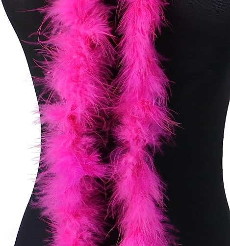 SYSUII 2 Stück Federboa Boa Truthahnfedern Flauschige Girlande Feder-Schal Verkleidung Partyzubehör Karneval Schal für Damen Kinder Karneval Fasching Stola Kostüm Mottoparty 2M pro Farbe - Rose
