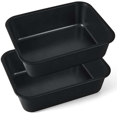Homikit Auflaufform 2er Set, 8cm Extra Hoch Backblech Ofenform aus Edelstahlkern mit Antihaftbeschichtung, Rechteckig Backform Kuchenform für Kasserolle/Tiramisu, 27x21,1x8cm