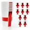 England Flag Paper Cups - Pack of 50 - White Paper Cups with Red Foil St George’s Cross - Perfect for St George’s Day, World Cup Celebrations, Sporting Events, and Patriotic Parties