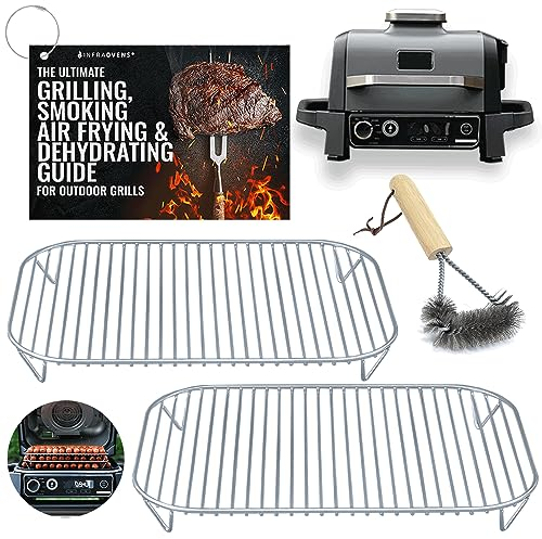 Stainless Steel Rack Set for Ninja Woodfire Outdoor Grill and Smoker with Waterproof Cooking Guide Accessory OG701 OG751 7-in-1 Wood Fire Electric Air Fryer Accessories, Dishwasher Safe by INFRAOVENS