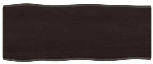 Hovothy Tischplatte 100x40x4 cm Massivholzplatte aus Massivem Eichenholz mit Dunkler Oberfläche, Dunkelgrau, Ersatztischplatte für Esstisch Couchtisch Gartentisch, Arbeitsplatte mit Naturkante