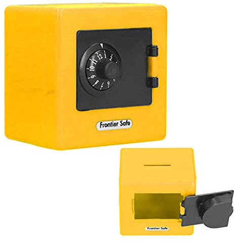 Mini Kinder Safe, 3,7x3,7x1,77 Zoll Geldaufbewahrung Mit Codiertem Schloss, Münze Bargeld Sparbox, Persönliche Schloss Box für Kinder (Gelb)
