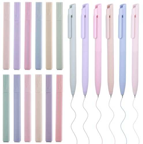 JIANTA 18 Textmarker Pastell Set, 12 Stifte Aesthetic Bible Stifte und 6 Fineliner Gelstifte Marker Stifte, Pastell Textmarker Bibel Zubehör für Journal, Bibel, Büro, Schulbedarf Mehrfarbig