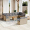 ULUYYUC 13-TLG. Garten-Sofagarnitur, Eckbankgruppe Eckbank Küche Hocker Schlafsofa Geeignet für Hinterhof Außenbereich Balkon Garten mit Kissen Beige Poly Rattan