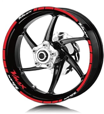 Motorrad Rad Felgen Aufkleber Motorrad-Radaufkleber, Vorder- Und Hinterreifen, Reflektierende Streifen, Kit, Aufkleber, Felge, Wasserfester Aufkleber Für VMAX Vmax (Color : Rot)