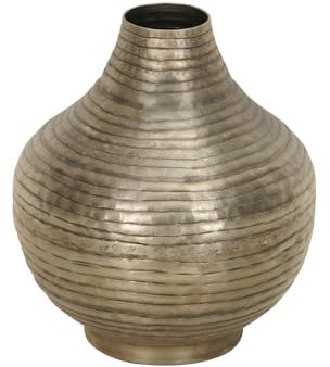 finehomegarden Vase Metall antik Silber bauchig Ø24cm H27,5cm