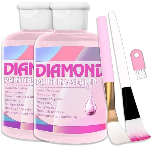 Diamond Art Sealer,240 ml Diamond Painting Sealer,DIY Diamond Painting Glue With Brushes-Permanent Hold Sealer,Fast Drying & Strong Bond For Diamond Art Accessories Kit & Puzzle Glue Tool