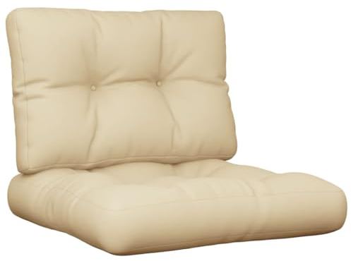 vidaXL Palettenkissen 2-TLG., Palettenpolster für Europaletten, Palettensofa Kissen Indoor Outdoor, Palettenauflage Sitzkissen Rückenkissen, Beige Stoff