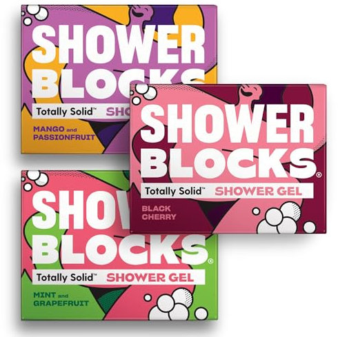 Shower Blocks - Mixed 3 Pack Solid Shower Gels - Plastic, Cruelty and Paraben Free | Vegan | Moisturising Body Soap For The Shower