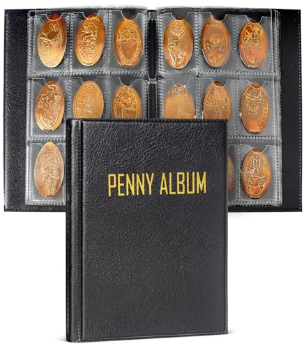 CollectHall Mini Pressed Penny Book, Penny Album Hoold 108 Coins, Portable Penny Holder For Collectors, Fit for Travel and Home Use, Black