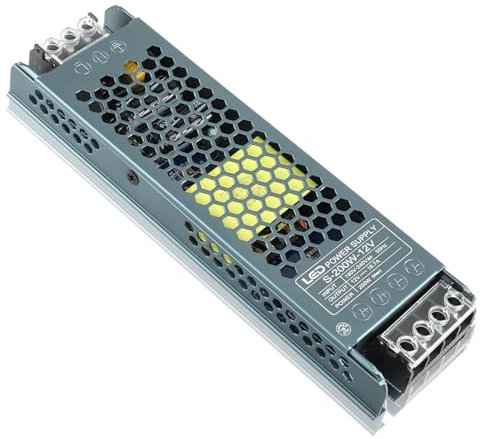 EPLZON 12 V DC 200 W LED Alimentatore Trasformatore, Trasformatore LED DC 16,7A Driver per strisce LED, strisce LED, luci per mobili, lampadine LED e lampade per interni