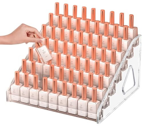 Ksvaye 7 Couches Rangement Vernis a Ongle en Acrylique Transparent Rangement Vernis Semi Permanent Etagere Vernis a Ongle, Jusqu'à 70 Bouteilles Standard Pour Ranger Les Cosmétiques (31x30x18,5cm)