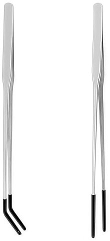 WizeFolk 2 pinze per l'alimentazione dei rettili, Pinzette in Acciaio Inox per Acquario, 27 cm Strumento per terrario, con Punta in Gomma, pinzette dritte e Curve, per Acquario e Terrario Rettili