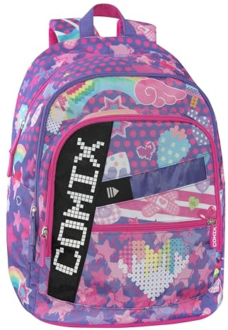 COMIX Ultra Bright - Zaino Scuola Pannello Scrittura Led Personalizzabile, 3 Ampi Scomparti, Tasca Frontale, Schienale e Fondo Termoformati, Spallacci Imbottiti e Regolabili, 32x43Hx23 cm, 31 L