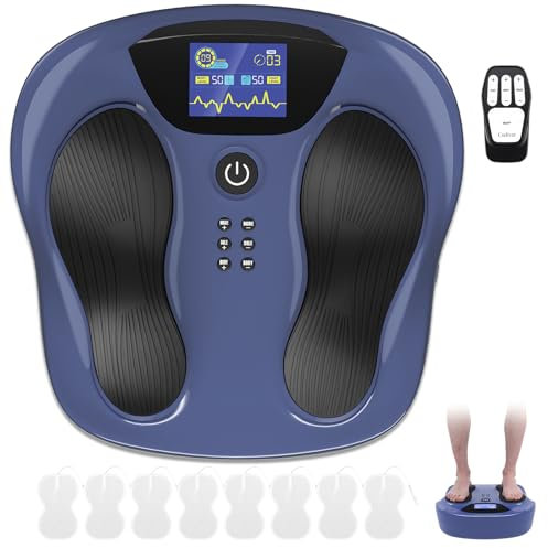 Medic Durchblutungs-Stimulator Beine, EMS Fußmassagegerät Elektrisch mit 4 TENS Elektrodenpads, mit 25 Behandlungsmodi und 99 Stufen – Reizstromgerät gegen Schmerzen, Müdigkeit und Verspannungen