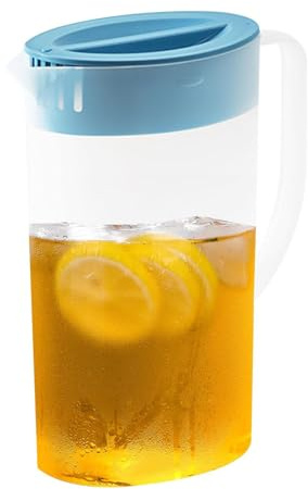 Saftkanne Mit Deckel - Transparent Wasserkrug | Wasserkanne Plastik Karaffe | Bruchsicherer Wasserkaraffe | Teekanne Für Heiße/kalte | Kunststoffkrug Mit Deckel Und Griff | Premium Saftkanne