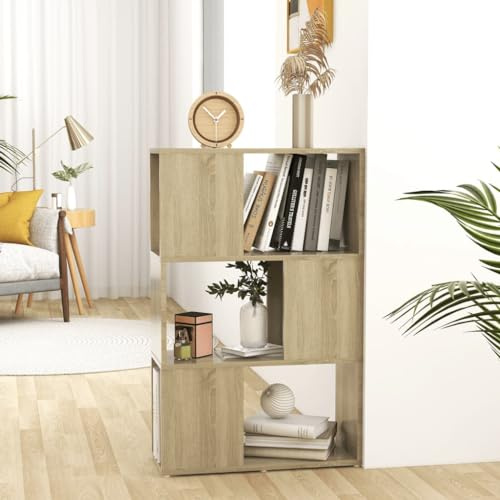 LAPOOH Bücherregal Raumteiler Sonoma-Eiche 60x24x94 cm Holzwerkstoff, Bookshelf, Regalbrett, Book Shelf, Bücher Regal, Deko Regal Wohnzimmer, Standregal - 809074
