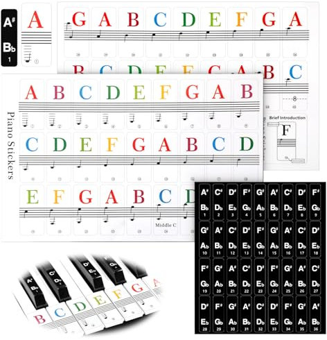 Piano Stickers Keyboard Key Note Piano Keyboard Stickers Guide Removable Pianos Keyboards Note Labels for Beginners No Need Sticker Reusable Full Size Pianos